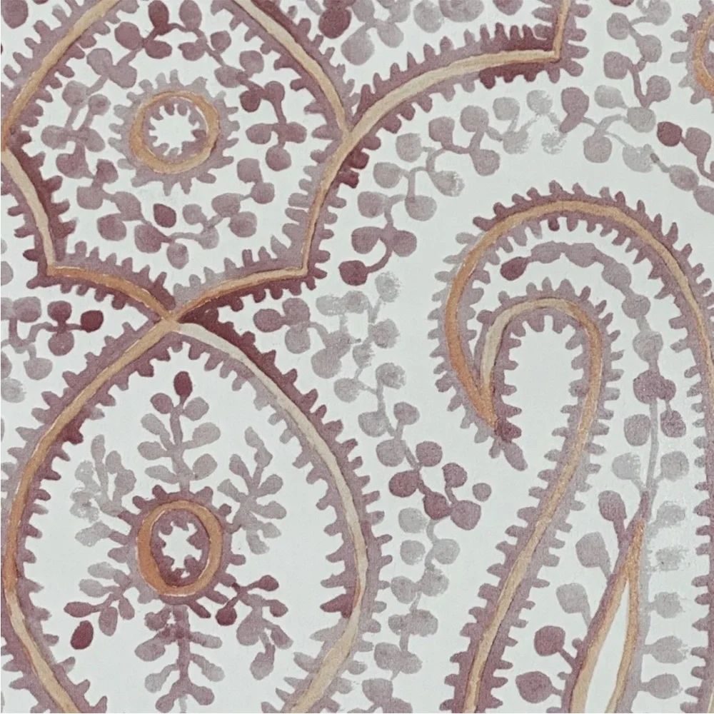 Single roll Anthropologie Lycian Wallpaper Mauve Purple White Boho Print 3 total